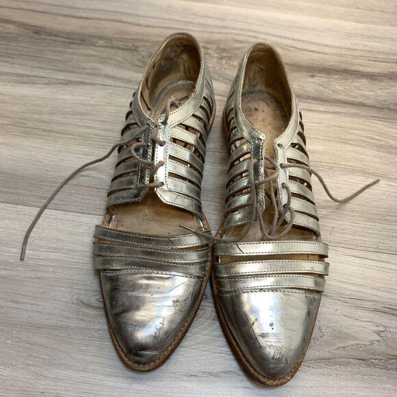Loeffler Randall Mirrored Silver Leather‎ Fay Cutout Oxford Loafers Size 8.5 B main image 6